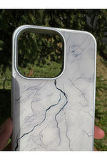 Load image into Gallery viewer, iPhone 15 Pro Max Uyumlu Kılıf Parlak Mermer Desenli Kamera Kenar Koruyuculu Arka Kapak