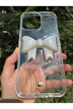 Load image into Gallery viewer, iPhone 14 Pro Max Uyumlu Kılıf Simli Parlak Fiyonk Desenli Silikon Kamera Çevresi Koruyucu Kapak