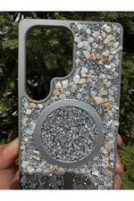 Load image into Gallery viewer, Samsung Galaxy S25 Ultra Uyumlu Taşlı Magsafe Kılıf Parlak Taşlı Smli Koruyucu Kablosuz Şarj Silikon