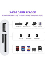 Load image into Gallery viewer, İpad/macbook/iphone 15/16 Plus/17 Pro Max Uyumlu Type-c To Usb/micro Sd/sd Card Çevirici Dönüştürücü