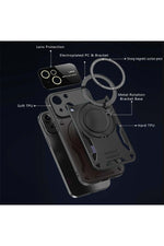 Load image into Gallery viewer, iPhone 15 Uyumlu Kılıf Magsafe Standlı Kamera Lens Korumalı Darbelere Dayanıklı Renkli Tank Kapak