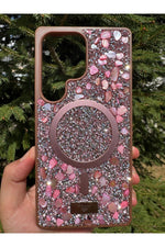 Load image into Gallery viewer, Samsung Galaxy S25 Ultra Uyumlu Taşlı Magsafe Kılıf Parlak Taşlı Smli Koruyucu Kablosuz Şarj Silikon