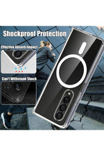 Load image into Gallery viewer, Samsung Galaxy Z Fold 5 Uyumlu Kılıf Kamera Çıkıntılı Şeffaf Magsafe Kablosuz Şarj Destekli Kapak