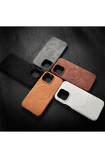 Load image into Gallery viewer, iPhone 15 Uyumlu Deri Magsafe Kılıf Yüksek Kaliteli Kablosuz Şarj Destekli Manyetik Kapak