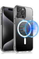 Load image into Gallery viewer, iPhone 15 Pro Max Uyumlu Kılıf Kamera Çıkıntılı Şeffaf Magsafe Kılıf Kablosuz Şarj Destekli Kapak