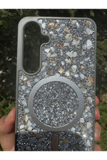 Load image into Gallery viewer, Samsung Galaxy S24 Plus/S25 Plus Uyumlu Taşlı Magsafe Kılıf Parlak Taşlı Simli Koruyucu Silikon