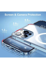 Load image into Gallery viewer, iPhone 15 Pro Uyumlu Kılıf Kamera Çıkıntılı Şeffaf Magsafe Kılıf Kablosuz Şarj Destekli Kapak