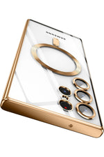 Load image into Gallery viewer, Samsung Galaxy S23 Ultra Uyumlu Kılıf 3D Kamera Lens Korumalı Magsafe Kenarı Renkli Şeffaf Kapak