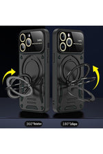 Load image into Gallery viewer, iPhone 15 Pro Uyumlu Kılıf Magsafe Standlı Kamera Lens Korumalı Darbelere Dayanklı Renkli Tank Kapak