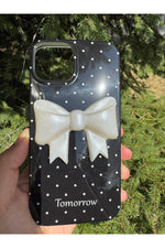 Load image into Gallery viewer, iPhone 12/12 Pro Uyumlu Kılıf Simli Parlak Fiyonk Desenli Silikon Kamera Çevresi Koruyucu Kapak