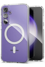 Load image into Gallery viewer, Samsung Galaxy S23 Fe Uyumlu Kılıf Kamera Çıkıntılı Şeffaf Magsafe Kablosuz Şarj Destekli Kapak