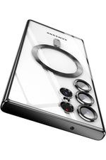 Load image into Gallery viewer, Samsung Galaxy S23 Ultra Uyumlu Kılıf 3D Kamera Lens Korumalı Magsafe Kenarı Renkli Şeffaf Kapak