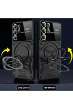 Load image into Gallery viewer, Samsung Galaxy S25 Ultra Uyumlu Kılıf Magsafe Standlı Kamera Lens Koruma Dayanıklı Renkli Tank Kapak