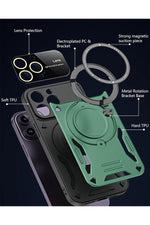 Load image into Gallery viewer, iPhone 15 Pro Uyumlu Kılıf Magsafe Standlı Kamera Lens Korumalı Darbelere Dayanklı Renkli Tank Kapak