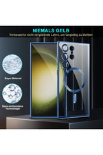 Load image into Gallery viewer, Samsung Galaxy S24 Ultra Uyumlu Kılıf 3D Kamera Lens Korumalı Magsafe Kenarı Renkli Şeffaf Kapak