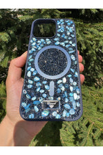 Load image into Gallery viewer, iPhone 16 Pro Max Uyumlu Taşlı Magsafe Kılıf Parlak Taşlı Simli Koruyucu Kablosuz Şarj Silikon Kapak