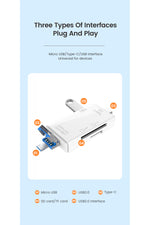 Load image into Gallery viewer, iPad/Macbook/iPhone 15/16/Plus/17 Pro Max Uyumlu Type-C To USB/Micro SD Card Reader Okuyucu Çevirici