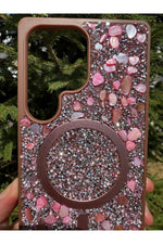 Load image into Gallery viewer, Samsung Galaxy S24 Ultra Uyumlu Taşlı Magsafe Kılıf Parlak Taşlı Smli Koruyucu Kablosuz Şarj Silikon