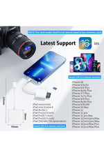 Load image into Gallery viewer, İphone 14/13/12/11/8/7/6/mini/plus/pro/max Uyumlu Lightning To Sd/micro Sd/tf Kart Okuyucu Çevirici