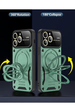 Load image into Gallery viewer, iPhone 15 Pro Uyumlu Kılıf Magsafe Standlı Kamera Lens Korumalı Darbelere Dayanklı Renkli Tank Kapak