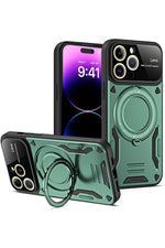 Load image into Gallery viewer, iPhone 15 Pro Uyumlu Kılıf Magsafe Standlı Kamera Lens Korumalı Darbelere Dayanklı Renkli Tank Kapak