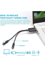 Load image into Gallery viewer, USB To 3.5mm Jack Çevirici USB To Kulaklık ve Mikrofon Çevirici Ses Kartlı Notebook PC Dönüştürücü