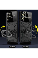 Load image into Gallery viewer, Samsung Galaxy S24 Ultra Uyumlu Kılıf Magsafe Standlı Kamera Lens Koruma Dayanıklı Renkli Tank Kapak