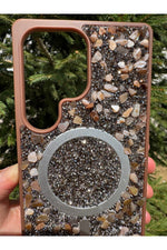 Load image into Gallery viewer, Samsung Galaxy S25 Ultra Uyumlu Taşlı Magsafe Kılıf Parlak Taşlı Smli Koruyucu Kablosuz Şarj Silikon