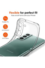 Load image into Gallery viewer, Samsung Galaxy S22 Uyumlu Kılıf 3D Kamera Korumalı Darbe Önleyici Şeffaf Transparan Esnek Silikon