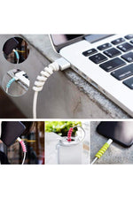 Load image into Gallery viewer, Spiral Kablo Koruyucu Silikon Set Şarj Kulaklık Kablosu Renkli Koruyucu Kutulu 4 Adet Kablo Koruma