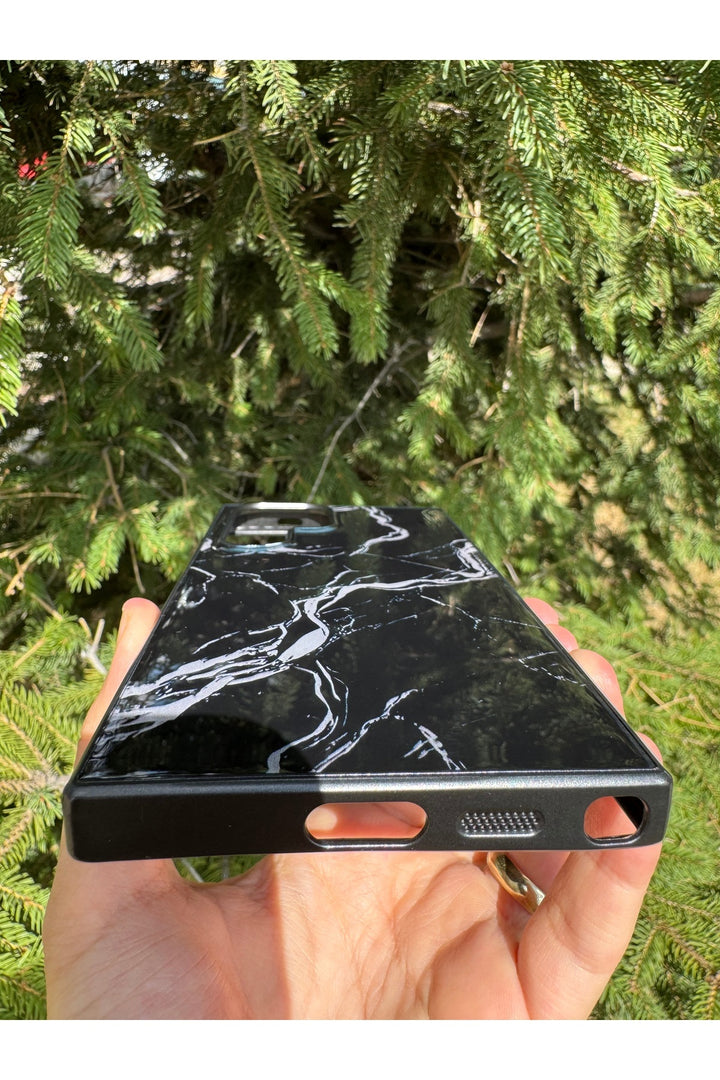 Samsung Galaxy S24 Ultra Uyumlu Kılıf Parlak Mermer Desenli Kamera Kenar Koruyuculu Arka Kapak