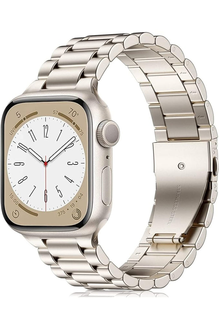 Apple Watch 9 8 7 6 5 4 3 2 Se 42mm/44mm/45mm/49mm Uyumlu Kordon Ayarlanablir Parlak Metal Paslanmaz