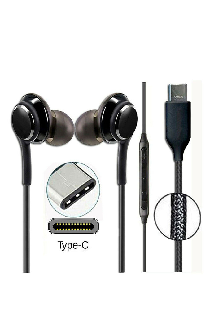 Samsung Xiaomi Huawei Uyumlu Type-C Kulaklık Hasır Örgü Silikon Kulaklık Bluetooth Gerektirmez