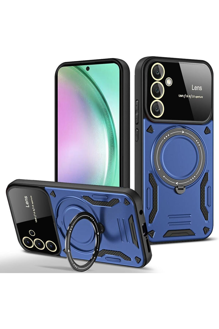 Samsung Galaxy A56 Uyumlu Kılıf Magsafe Standlı Kamera Lens Korumalı Dayanıklı Renkli Tank Kapak