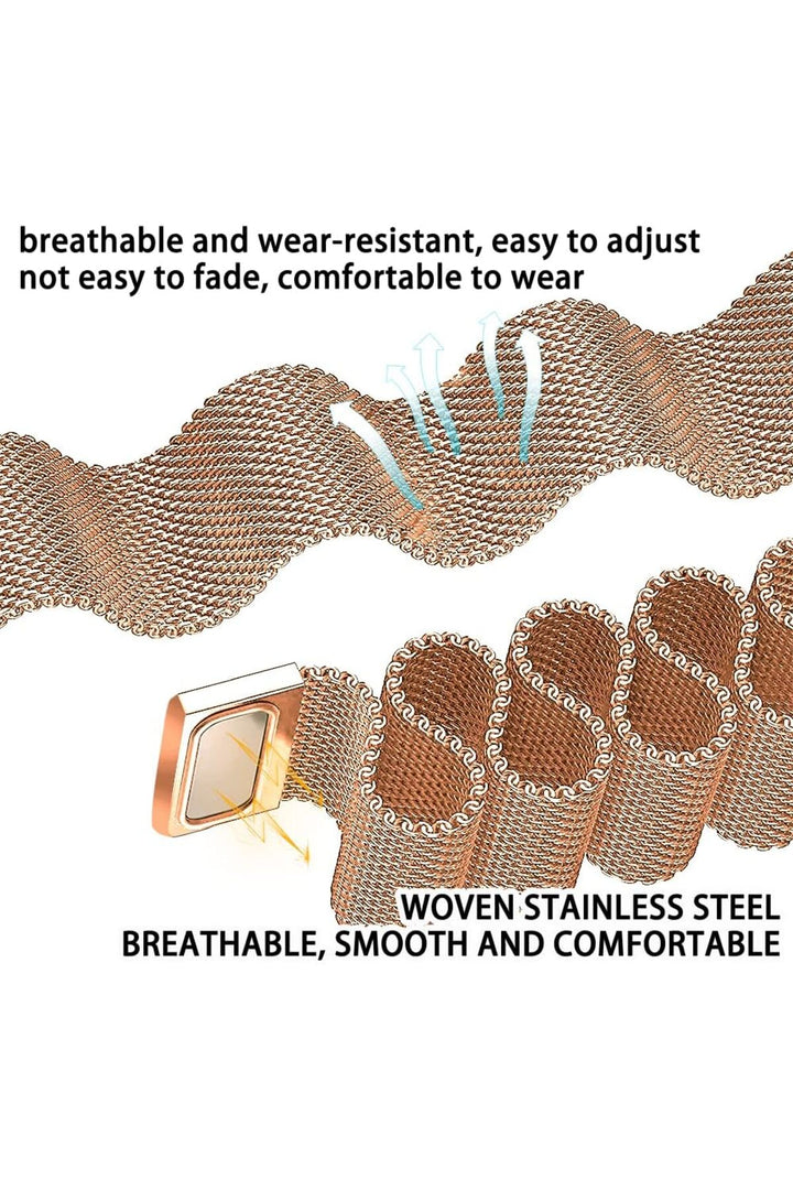 Xiaomi Mi Band 8 Uyumlu Kordon Ayarlanabilir Mıknatıslı Metal Hasır Manyetik Paslanmaz Kordon