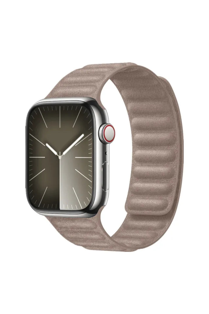Apple Watch 9 8 7 6 5 4 3 2 1 Se 42mm/44mm/45mm/49mm Uyumlu Kordon Mıknatıslı Magnetli Deri Kordon