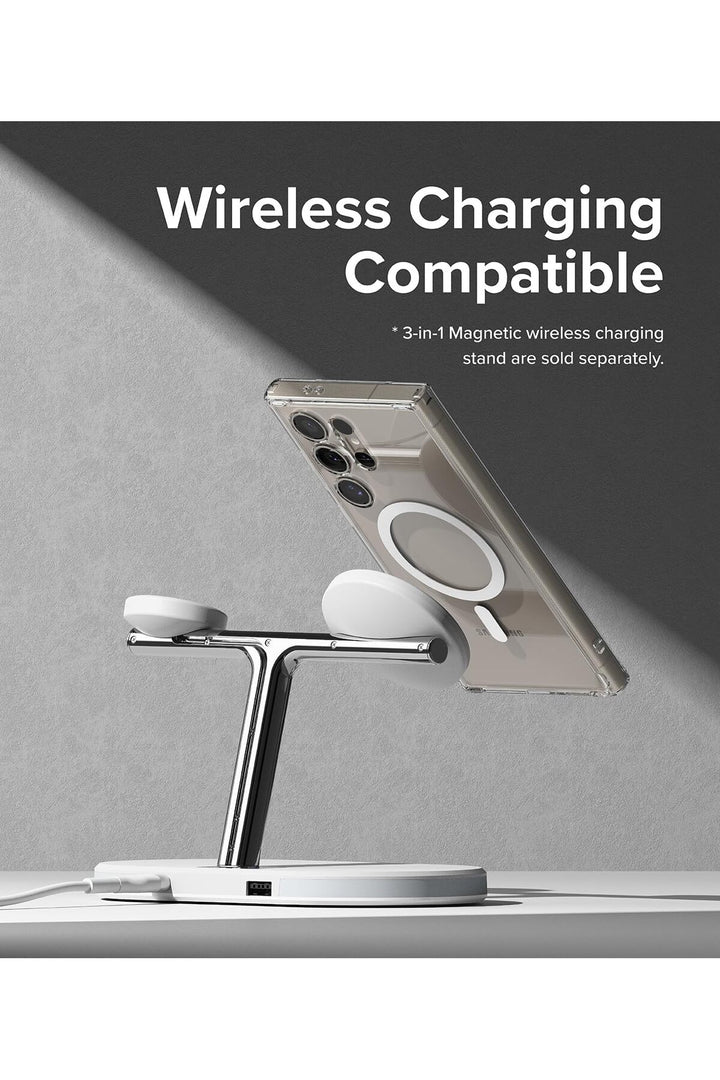 Samsung Galaxy S24 Ultra Uyumlu Kılıf Kamera Çıkıntılı Şeffaf Magsafe Kablosuz Şarj Destekli Kapak