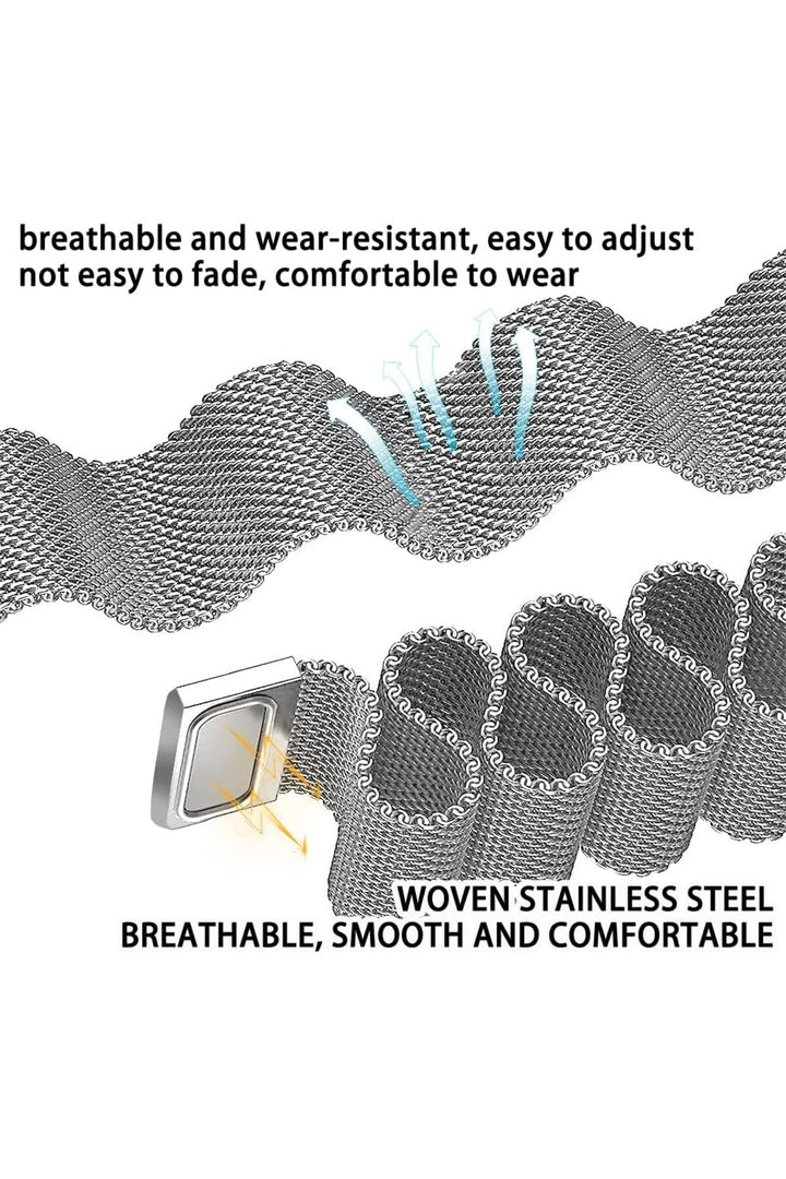 Xiaomi Mi Band 8 Uyumlu Kordon Ayarlanabilir Mıknatıslı Metal Hasır Manyetik Paslanmaz Kordon