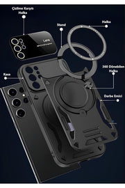 Xiaomi Redmi Note 12 Pro 4G Uyumlu Kılıf Magsafe Standlı Kamera Lens Korumalı Dayanıklı Renkli Tank