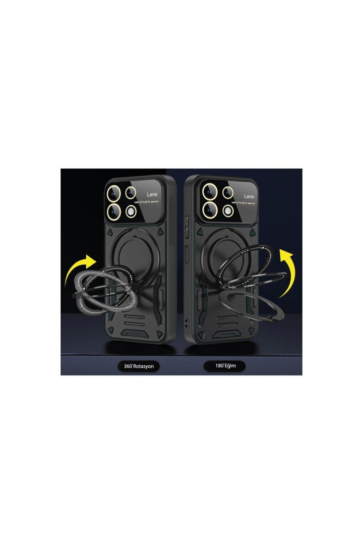 Xiaomi Redmi Note 13 Pro Plus 5G Uyumlu Kılıf Magsafe Standlı Kamera Lens Korumalı Dayanıklı Tank