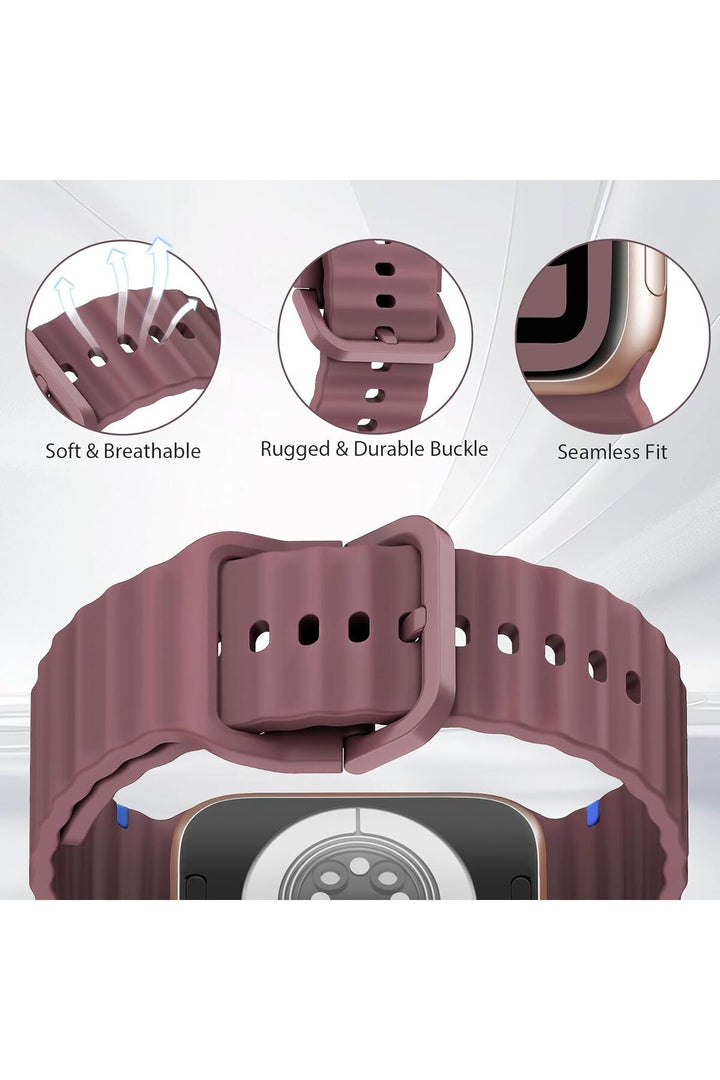 Apple Watch 42/44/45/46/49mm Uyumlu Kordon Esnek Silikon Suya ve Toza Dayanıklı Renkli Ayarlanabilir