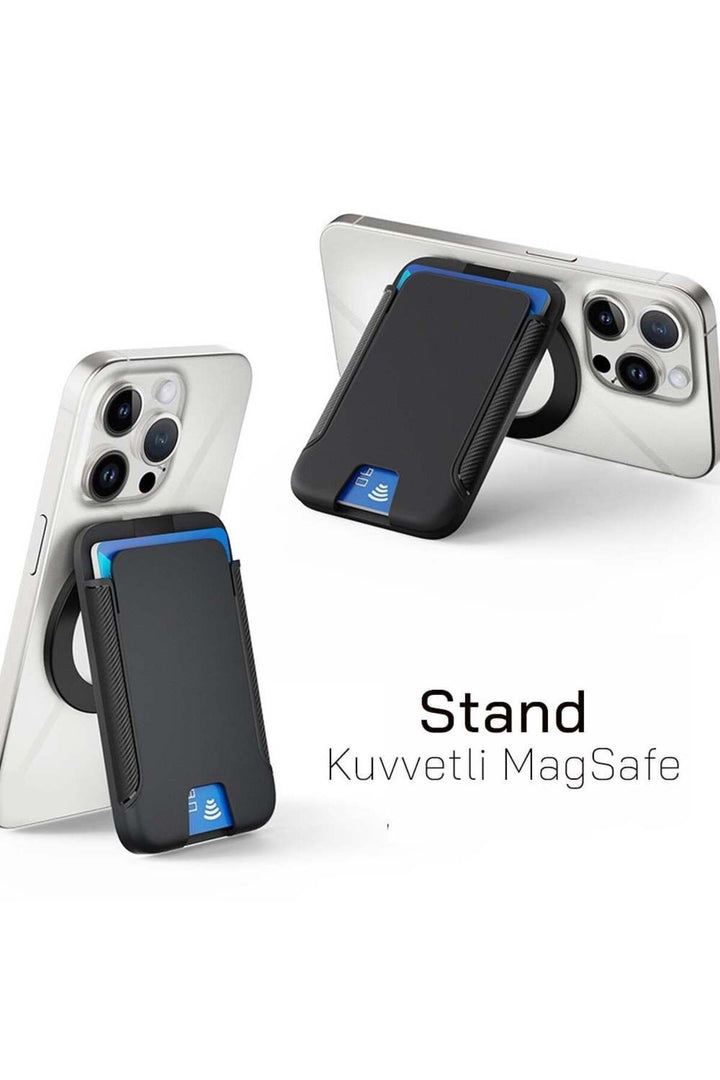 iPhone 12/13 Mini/14/15 Plus/16/17 Pro Max Uyumlu Magsafe Kartlık 3 Kart Kapasiteli Stand Olabilir