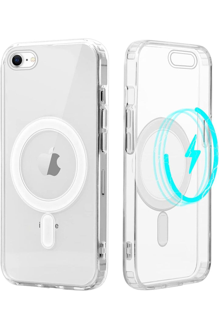 iPhone 8 Uyumlu Kılıf Kamera Çıkıntılı Şeffaf Magsafe Kablosuz Şarj Destekli Kapak