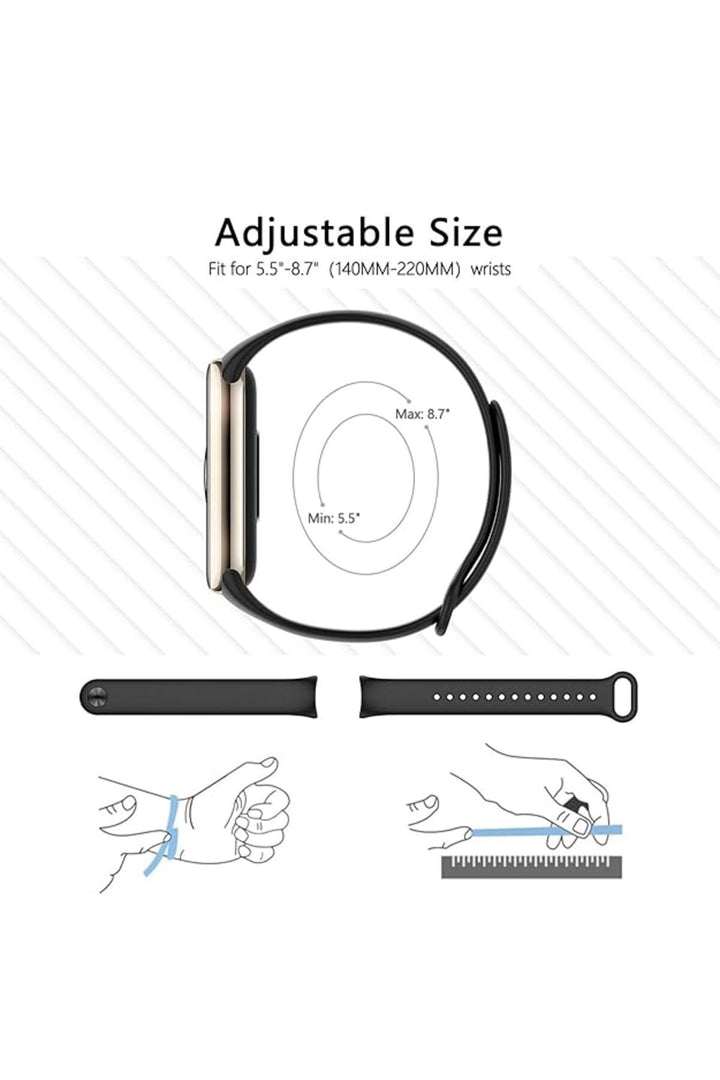 Xiaomi Mi Band 8 Uyumlu Kordon Liquid Silikon Ayarlanabilir Renkli Lekelere Dayanıklı Lansman Kordon