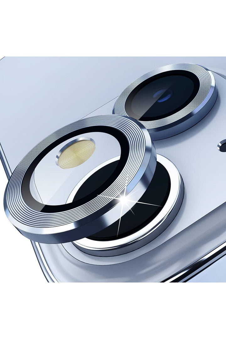 iPhone 15 Uyumlu Kamera Lens Koruyucu Dayanıkl Renkli Metal Temperli Cam Kamera Lens Koruma