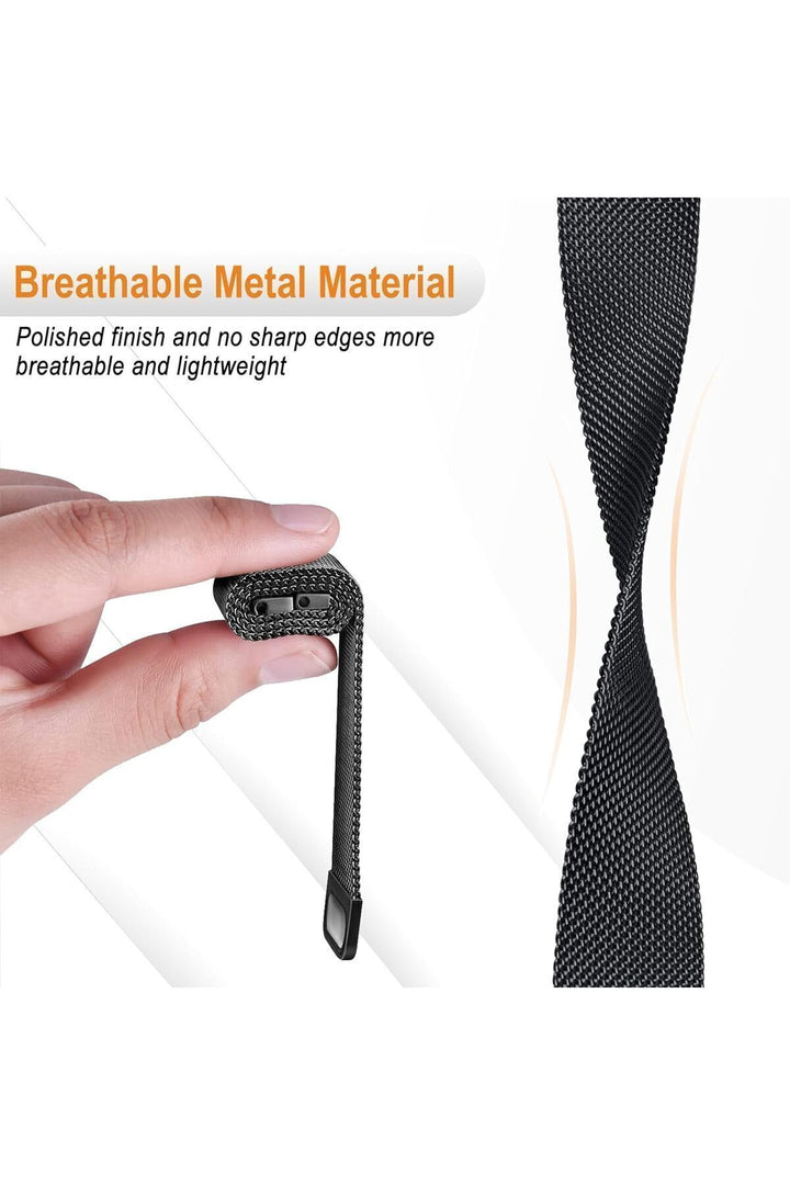 Huawei Watch Fit 3 Uyumlu Kordon Mıknatıslı Ayarlanabilir Paslanmaz Metal Kordon Örgü Hasır Kordon