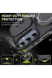 Samsung Galaxy A36 Uyumlu Kılıf Kamera Korumalı Sürgülü 360 Dönebilen Magsafe Stand Tank Kapak