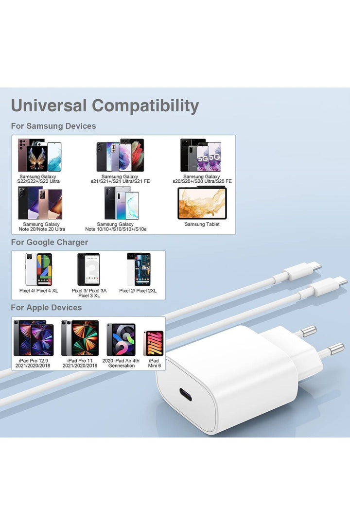 Samsung Galaxy S21/S22/S23/24/S24 Plus/S24 Ultra Uyumlu Hızlı Şarj 25W USB-C Type-C PD Şarj Cihazı