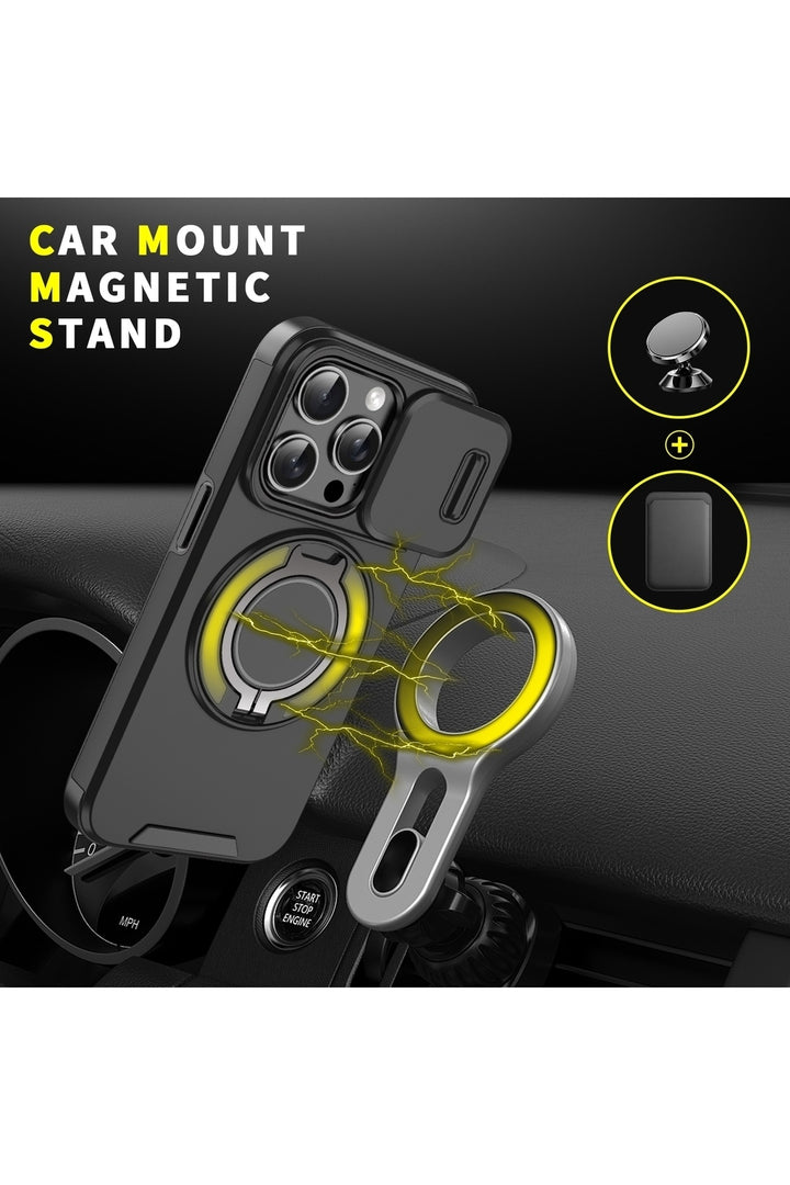 Xiaomi Redmi Note 14 Pro /note 14 Pro Plus Uyumlu Kılıf Magsafe Stand Siyah Kamera Korumalı Kapak