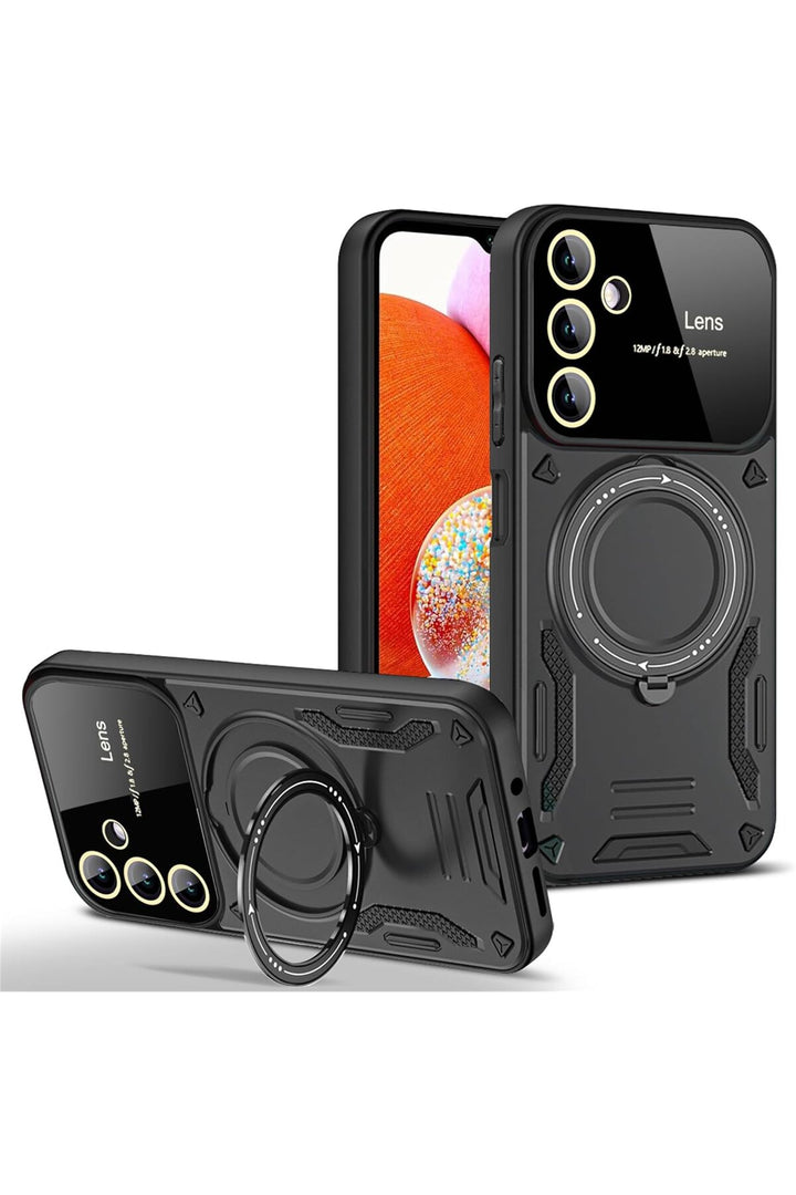 Samsung Galaxy A35 Uyumlu Kılıf Magsafe Standlı Kamera Lens Korumalı Dayanıklı Renkli Tank Kapak
